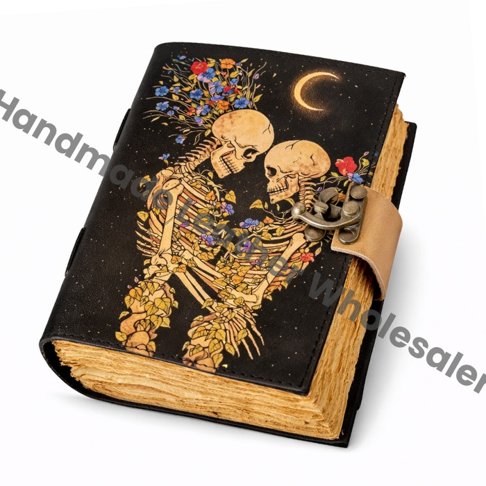 The Lovers Leather Journal: Handmade Deckle Edge Book of Shadows