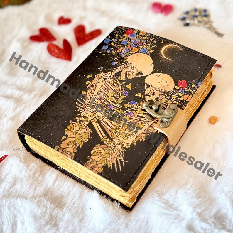 The Lovers Leather Journal: Handmade Deckle Edge Book of Shadows
