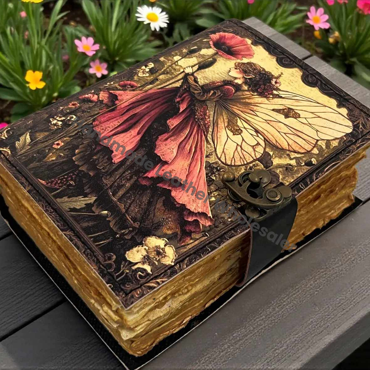 Handmade Fairy Leather Grimoire –Blank spell Book of Shadows Witchcraft Journal, Wiccan Pagan Notebook, Daily diary Magic Journal Gift