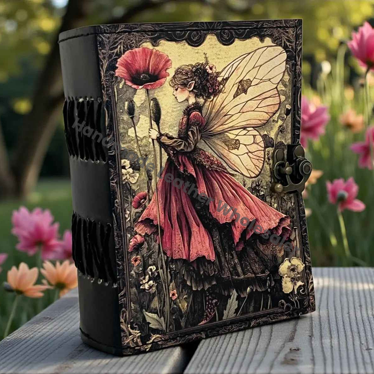 Handmade Fairy Leather Grimoire –Blank spell Book of Shadows Witchcraft Journal, Wiccan Pagan Notebook, Daily diary Magic Journal Gift