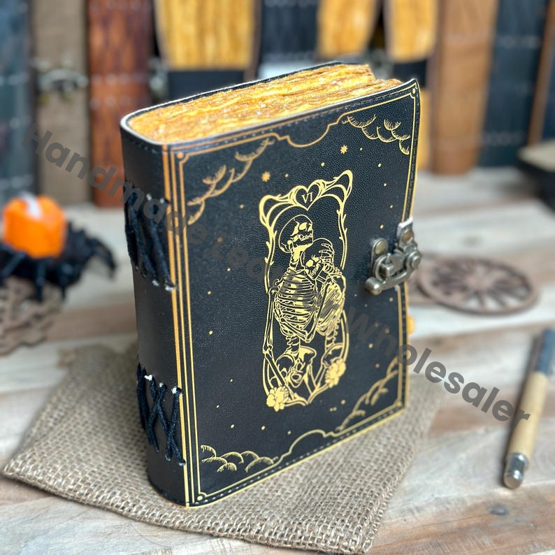 The Lovers Tarot Journal: Gothic Skull Leather Notebook, Book of Shadows