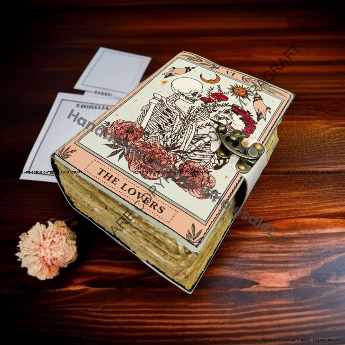 The Lovers Tarot Journal: Leather Grimoire, Blank Spell Book of Shadows Leather Bound Journal -Leather Sketchbook-Drawing Journal