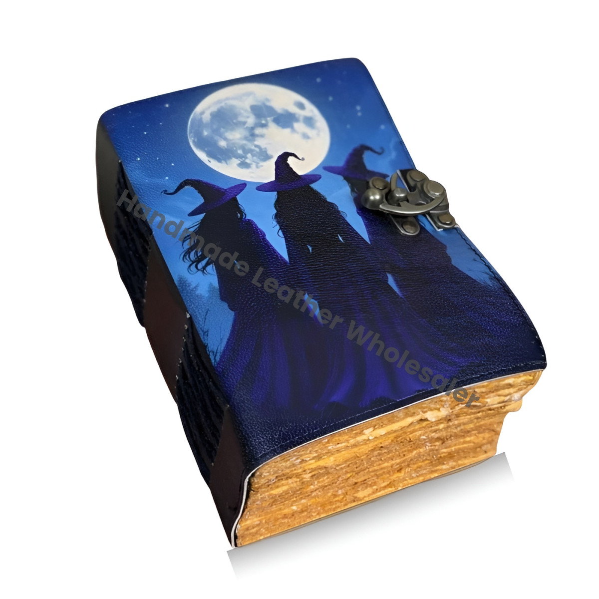 Three Witches Moon Journal | Witchcraft Grimoire | Celestial Spell Book | Deckle Edge Paper Notebook