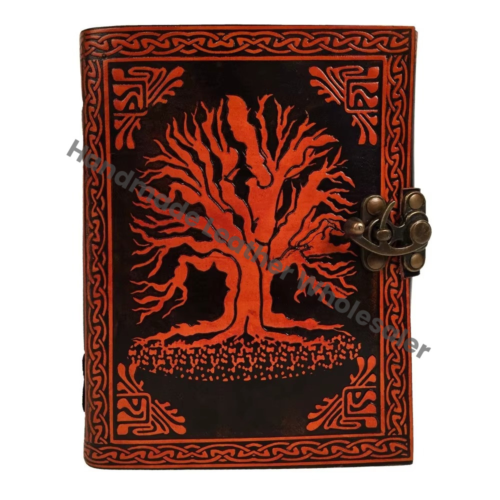 Tree Life Journal Handmade Vintage Leather Custom Logo Cotton Paper Notebook Premium Antique Diary Distressed Bound Gift
