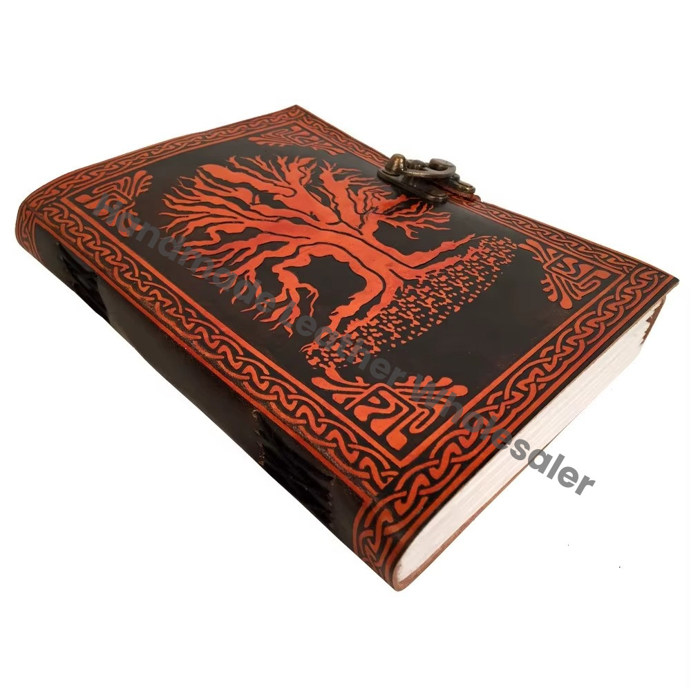 Tree Life Journal Handmade Vintage Leather Custom Logo Cotton Paper Notebook Premium Antique Diary Distressed Bound Gift