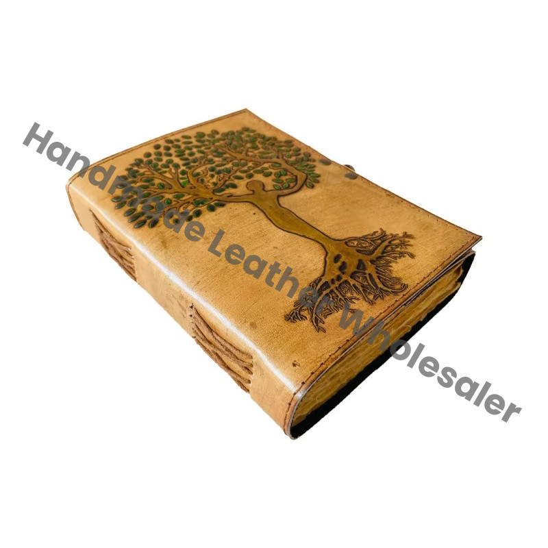 Tree Life Leather Hardcover Journal Vintage Recyclable Paper Personal Organizer Antique Embossed Charcoal Gift Custom Logo