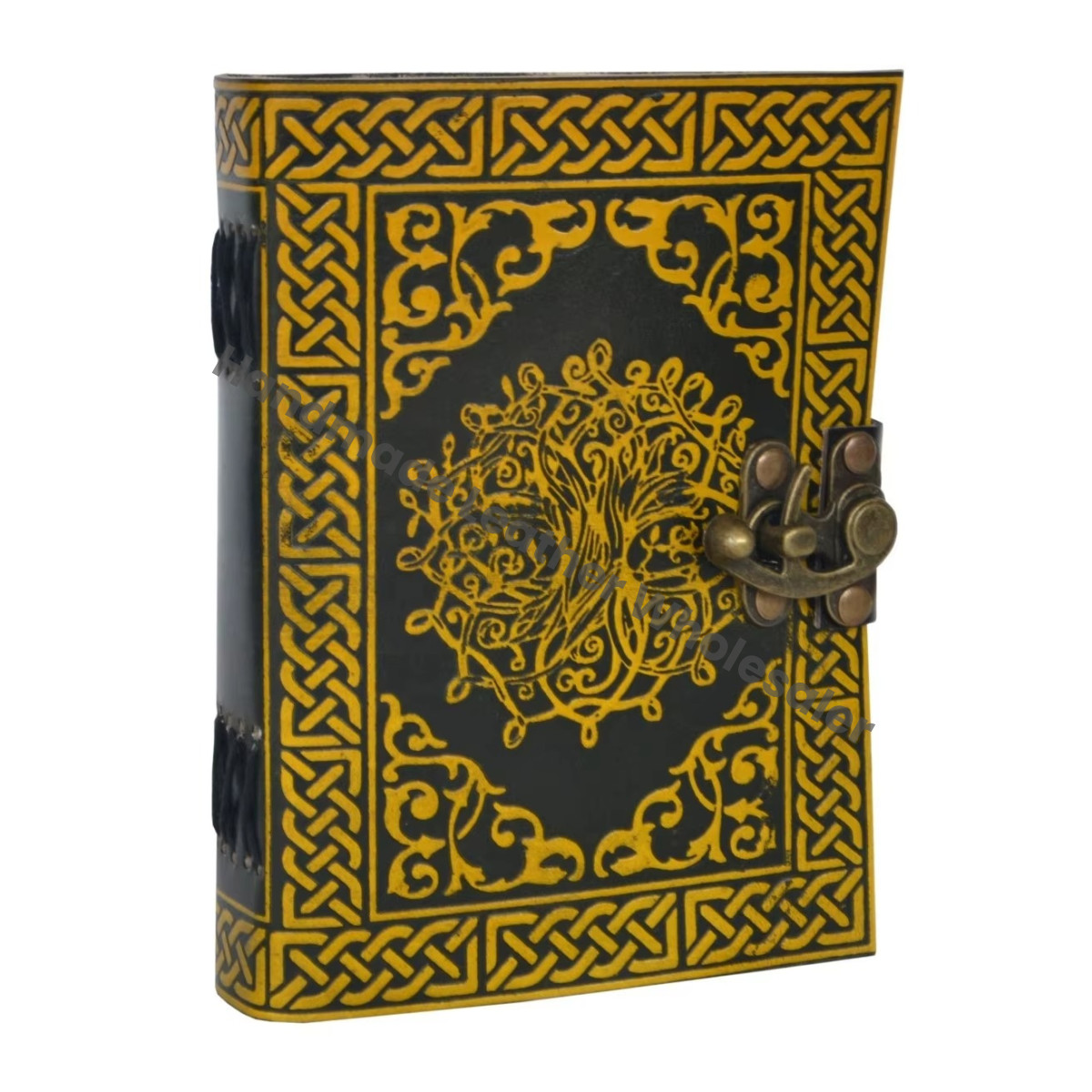 Tree Life Leather Journal Vintage Handmade Black Yellow Custom Logo Gift Notebooks for Women Large Travel Planner Sketchbook