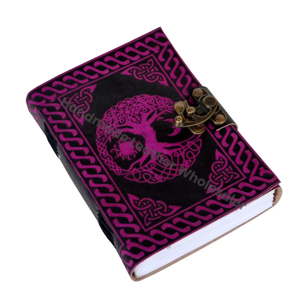 Tree Life Leather Journal Woman Large Sketchbook Black & Pink Handmade Vintage Hardcover Gift Supplies