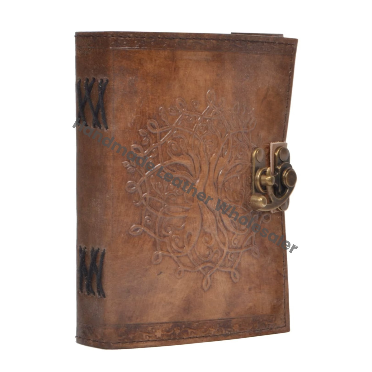 Tree of Life Embossed Leather Hardcover Notebook with Thermal Binding Handmade Charcoal Paper Unlined Pages Gift for Men & Women