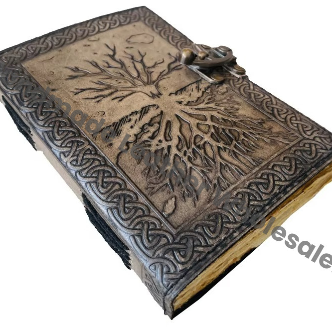 Tree of Life Journal Handmade Vintage Leather Diary Deckle Edge Paper Notebook Premium Antique Diary Charcoal Spell Book