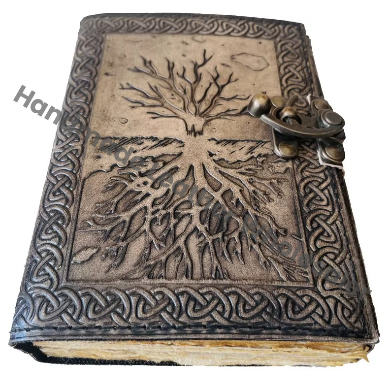 Tree of Life Journal Handmade Vintage Leather Diary Deckle Edge Paper Notebook Premium Antique Diary Charcoal Spell Book
