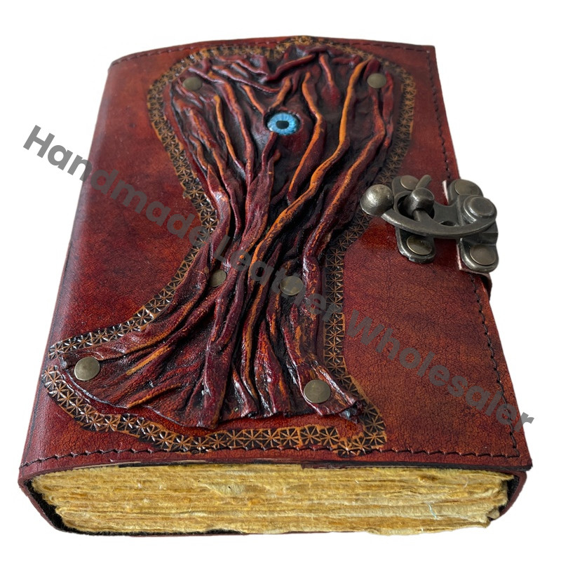 Tree of Life Journal Hocus Pocus Book of Spell God Eye Magical Handmade Recycled Deckle Blank Pages Gift Cover Blank Journal