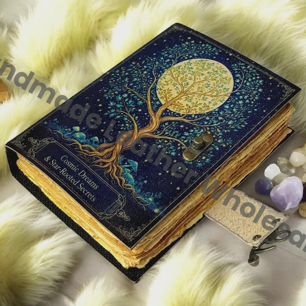 Tree of Life Leather Grimoire – Book of Shadows, Vintage Witchcraft Spellbook, Wiccan Pagan Gothic Journal, Witchy Gift
