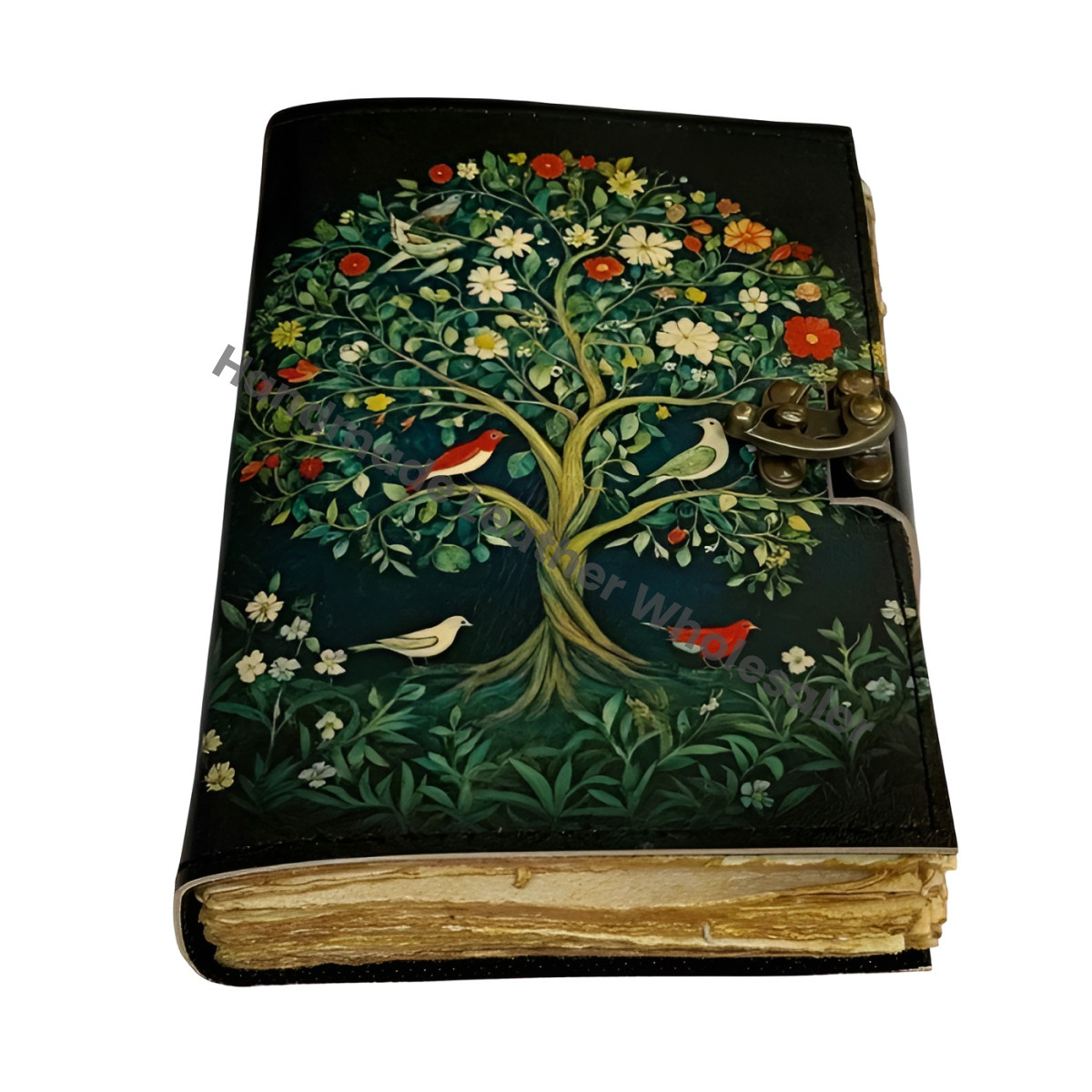 Tree of Life Leather Grimoire – Book of Shadows with Lock, Witchcraft Journal, Spell Book, Wiccan Notebook