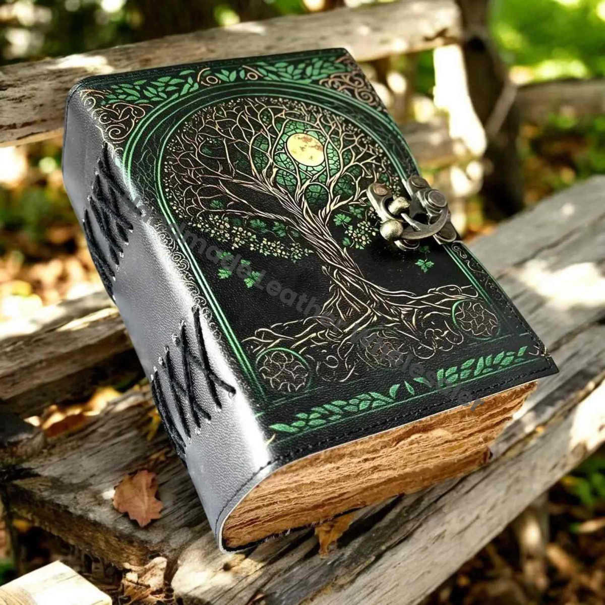 Tree of Life Leather Grimoire Journal: Spell Book