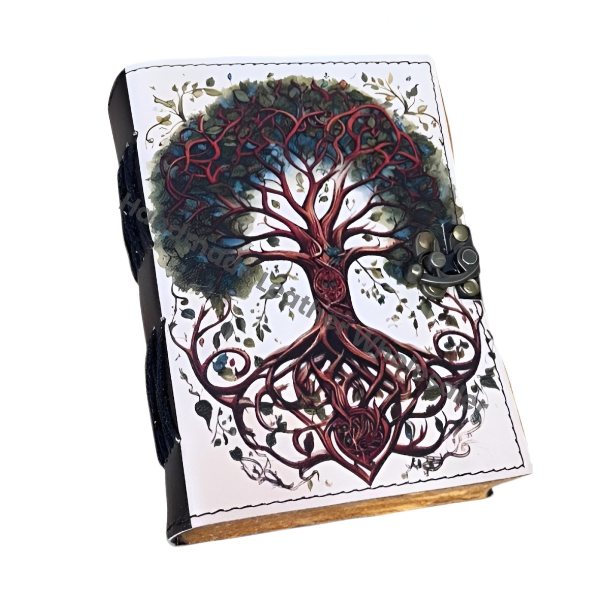Tree of Life Leather Grimoire Journal: Blank Book of Shadows