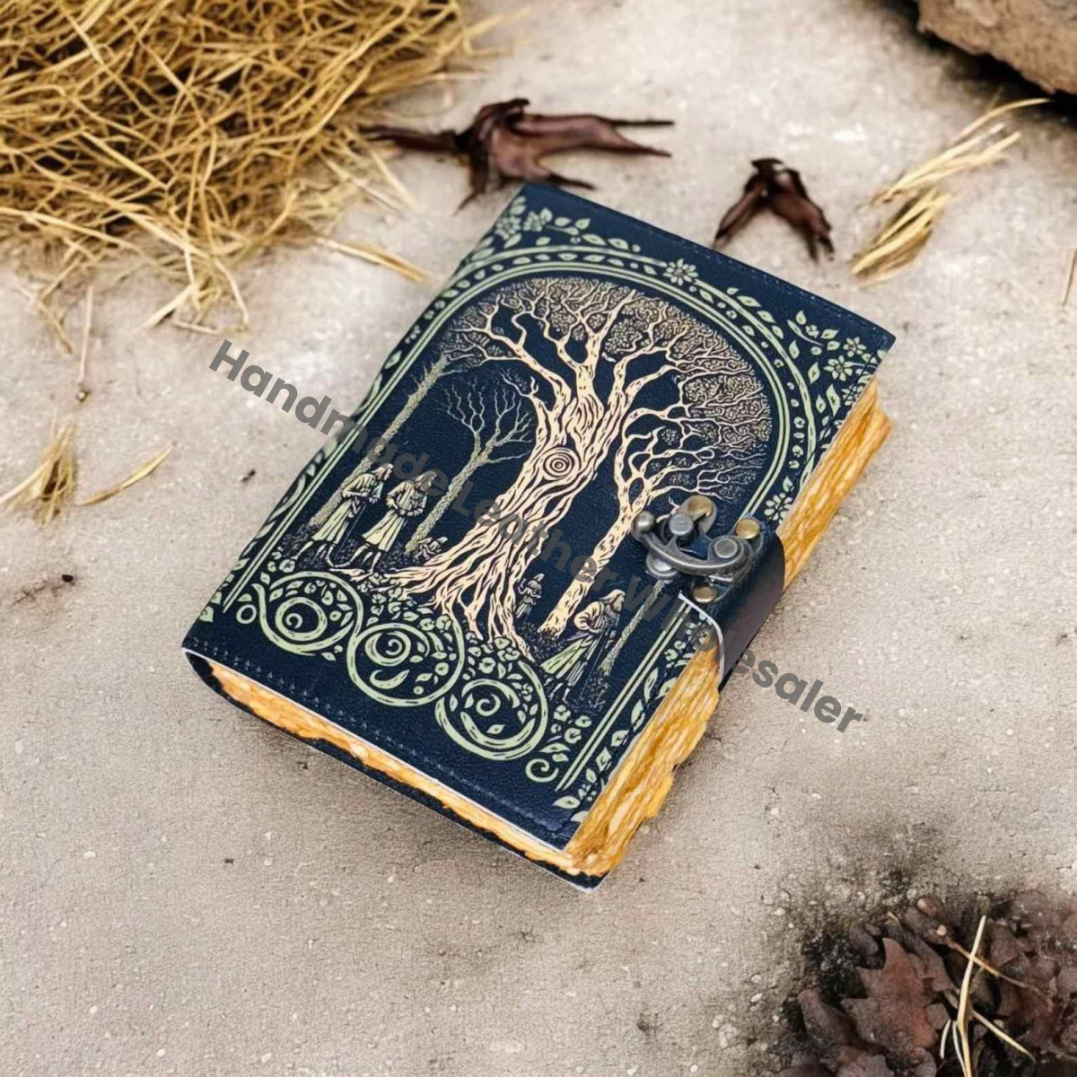 Tree of Life Leather Grimoire Journal: Blank Book of Shadows