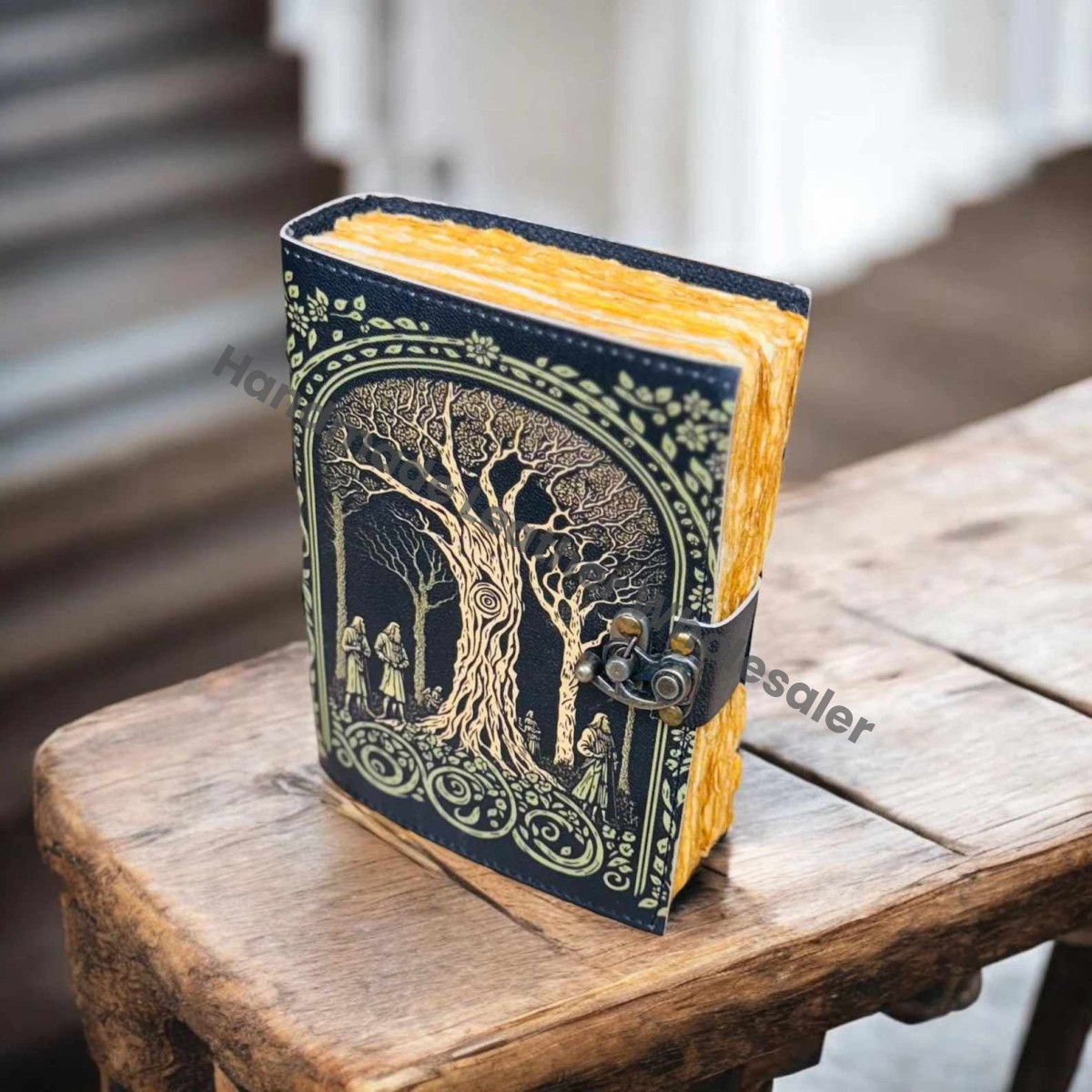 Tree of Life Leather Grimoire Journal: Blank Book of Shadows