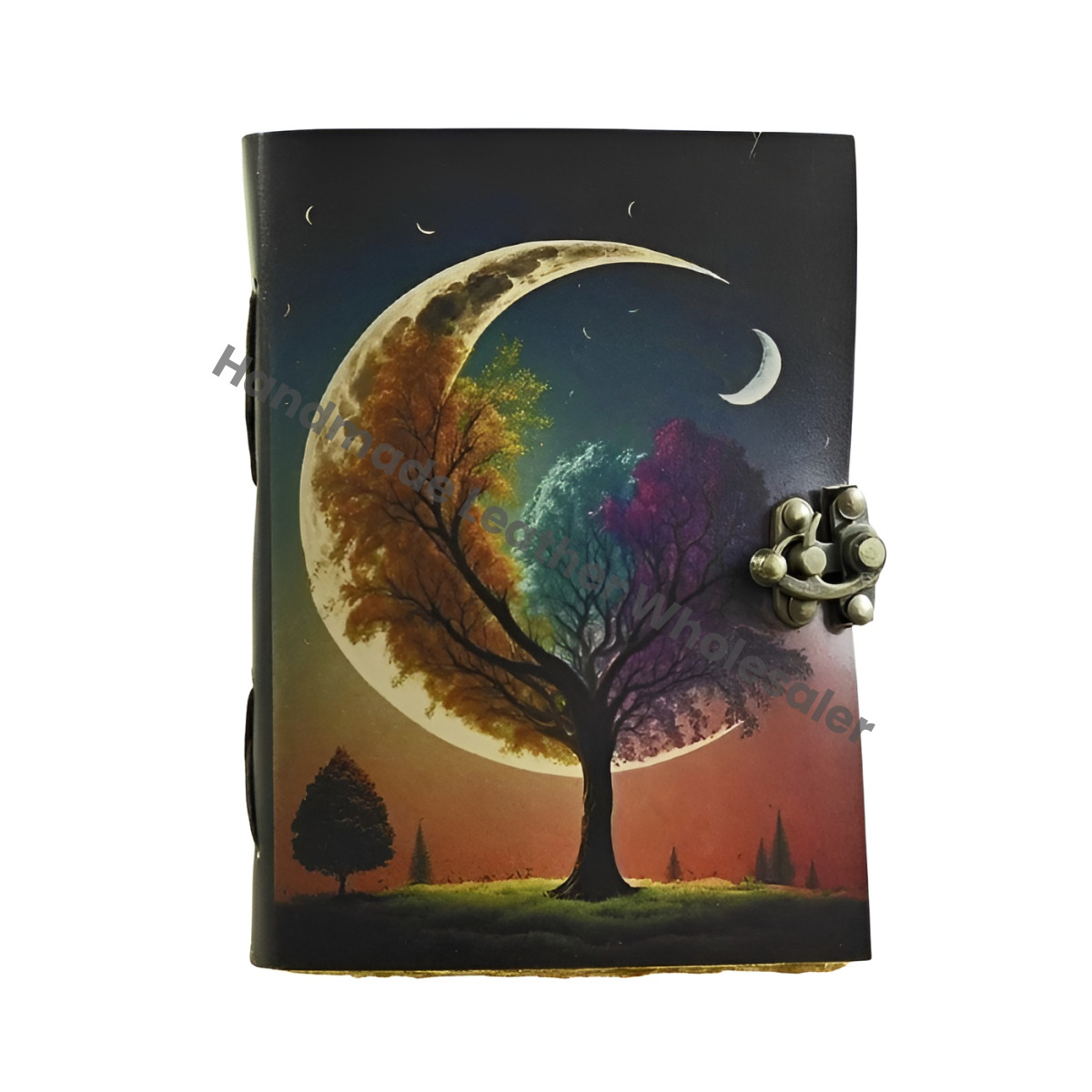 Tree of Life Leather Grimoire Journal: Handmade Deckle Edge Spell Book
