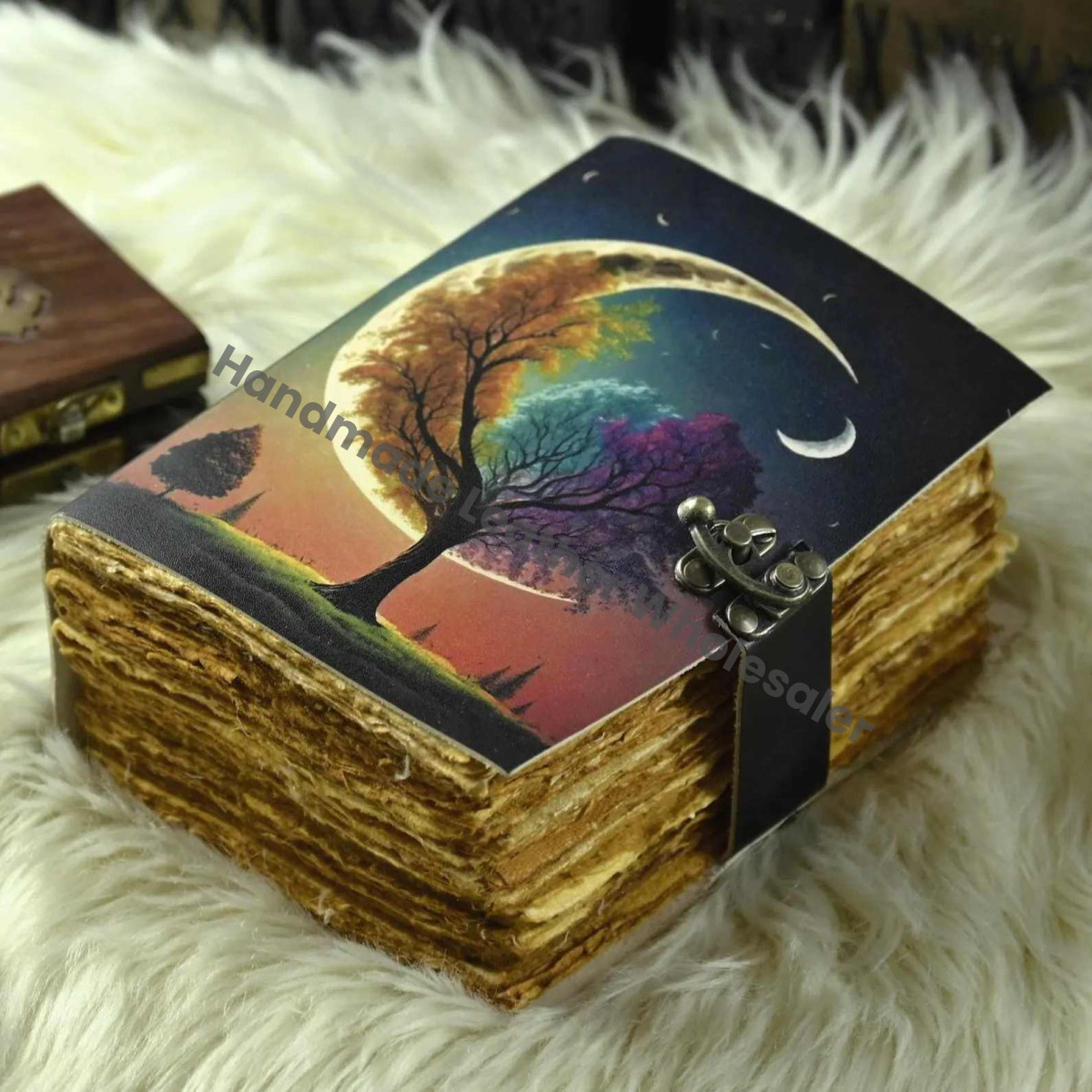 Tree of Life Leather Grimoire Journal: Handmade Deckle Edge Spell Book