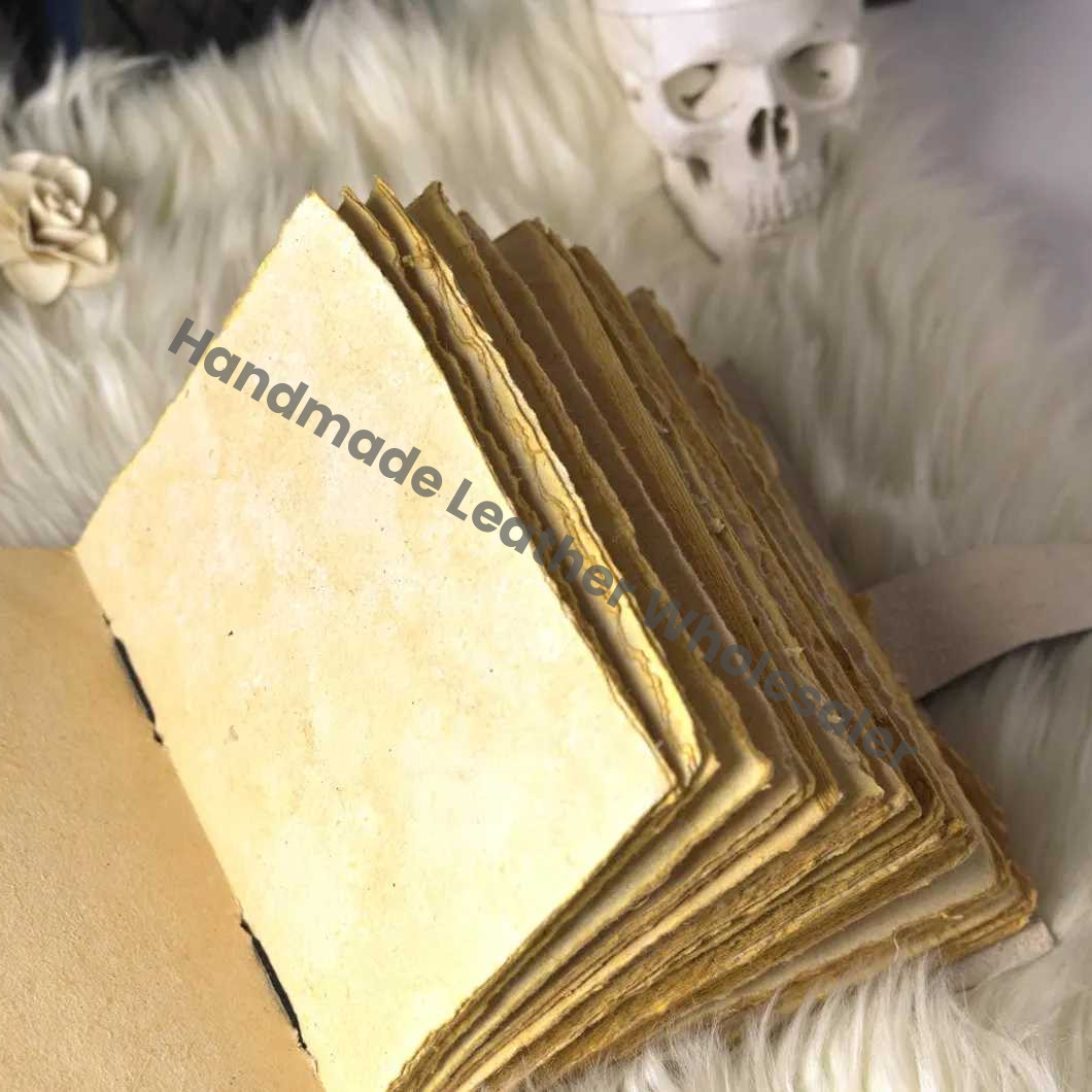 Tree of Life Leather Grimoire Journal: Handmade Deckle Edge Spell Book