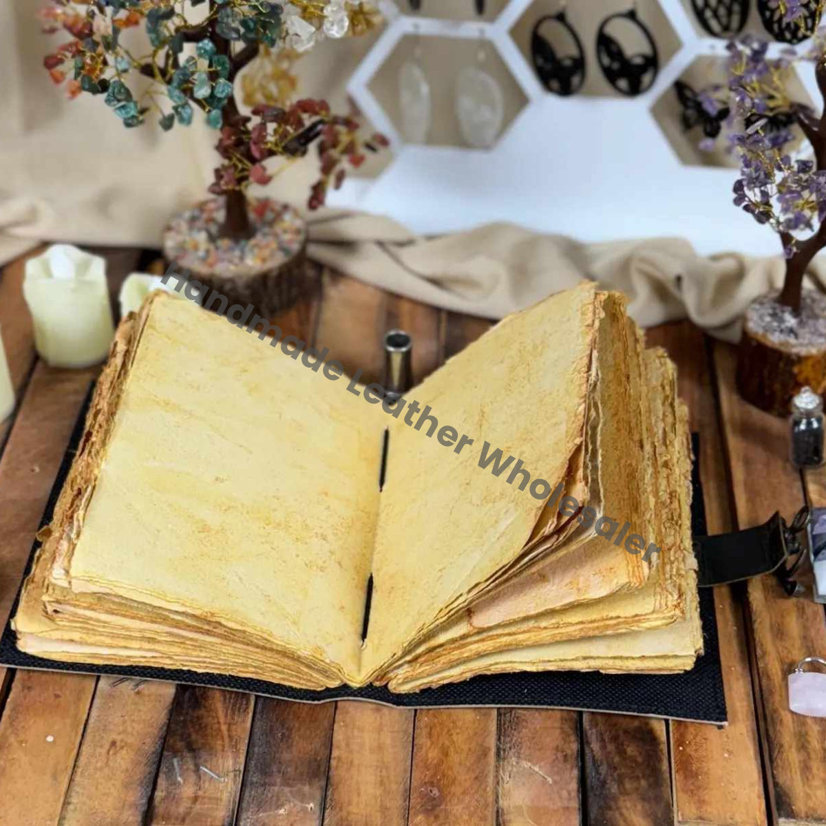 Tree Of life Leather Grimoire – Spell Book of Shadows Journal | Thick Vintage Notebook for Women, Writers | Deckle Paper