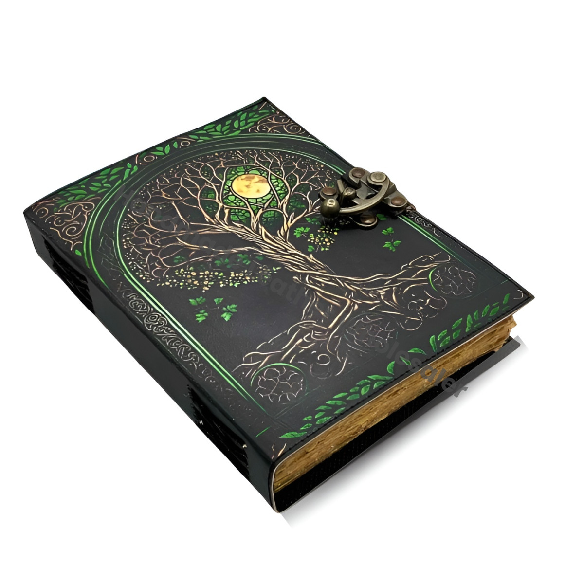 Tree of Life Leather Journal | 400-Page Large Grimoire | Blank Spell Book of Shadows | Celestial Leather Journal