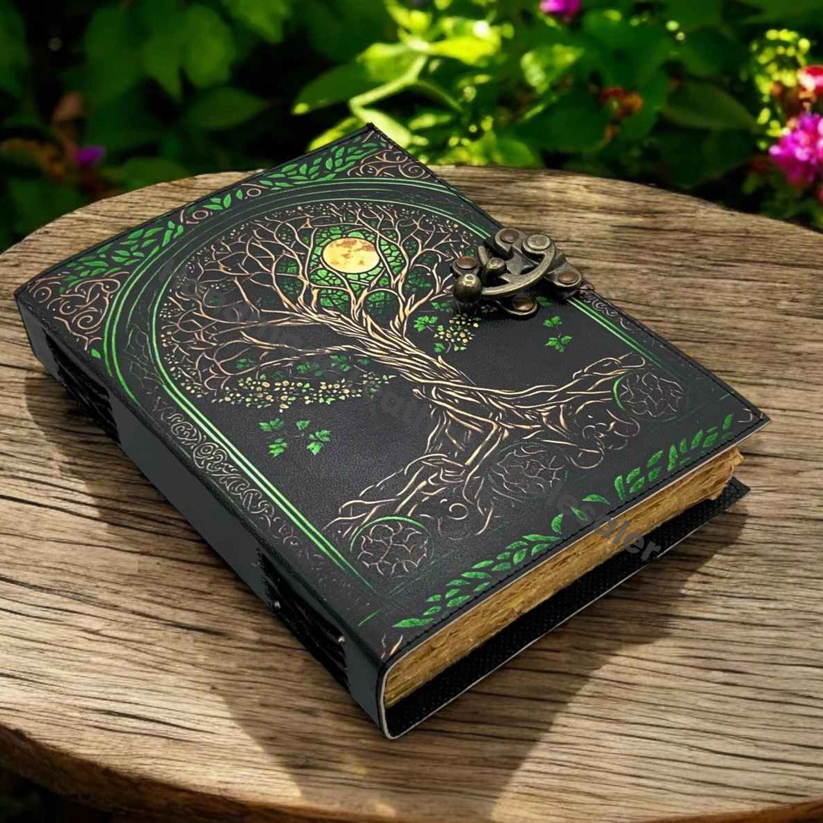 Tree of Life Leather Journal | 400-Page Large Grimoire | Blank Spell Book of Shadows | Celestial Leather Journal