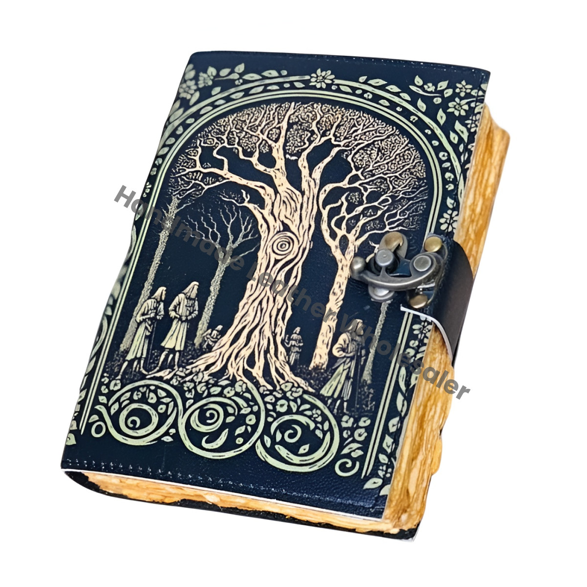 Tree Of Life Leather Journal: Blank Book of Shadows with Deckle Edge Paper