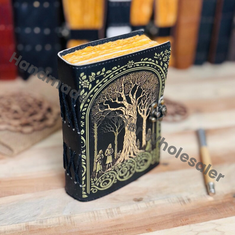Tree Of Life Leather Journal: Blank Book of Shadows with Deckle Edge Paper