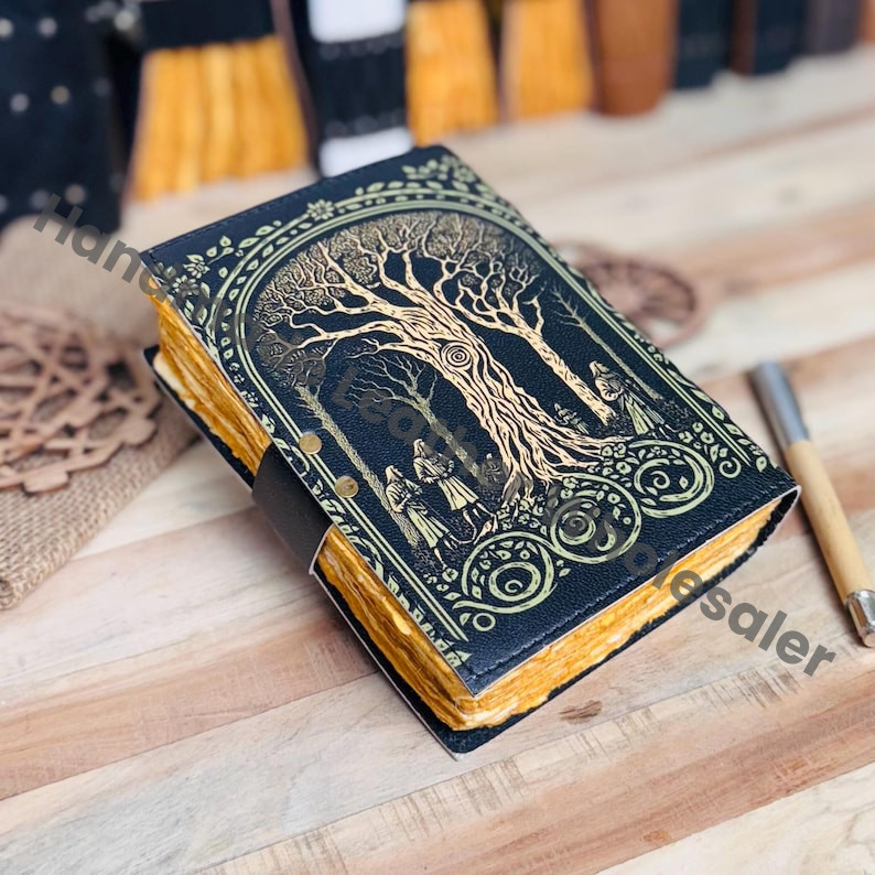 Tree Of Life Leather Journal: Blank Book of Shadows with Deckle Edge Paper