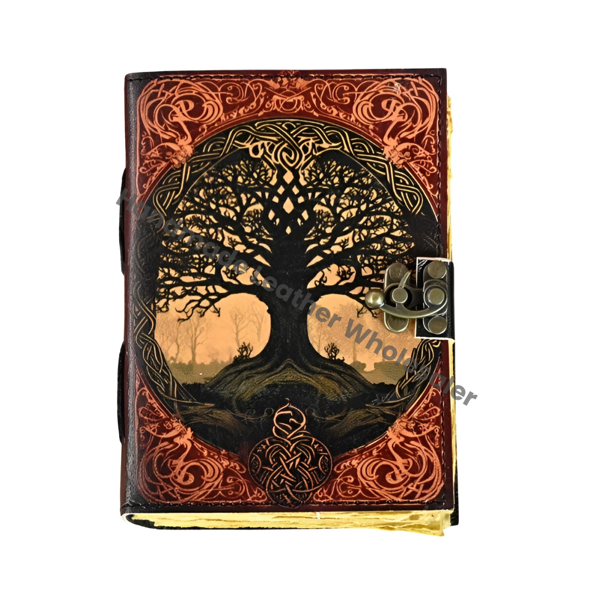Tree of Life Leather Journal | Blank Spell Book of Shadows | Celestial Leather Journal