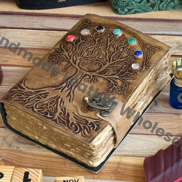 Tree Of Life Leather Journal, Grimoire Notebook, Handmade Vintage Look Diary