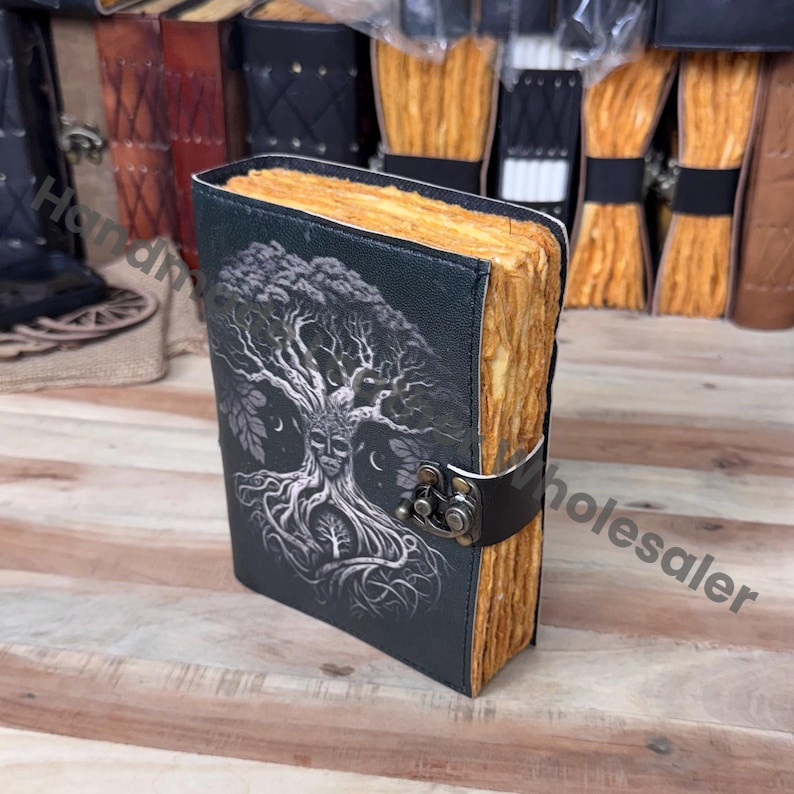 Tree of Life Leather Journal: Grimoire Spell Book, 400 Page Celestial Gift