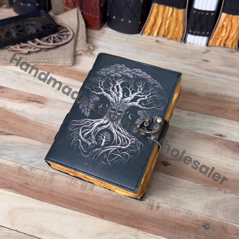Tree of Life Leather Journal: Grimoire Spell Book, 400 Page Celestial Gift