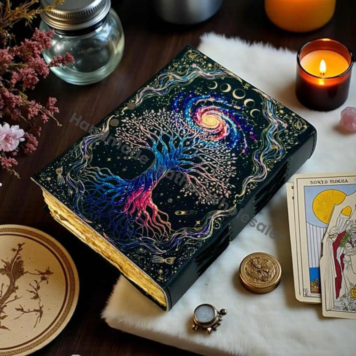 Tree of Life Leather Journal – Handmade Vintage Grimoire, Spell Book of Shadows, Wiccan Notebook, Witchcraft Journal
