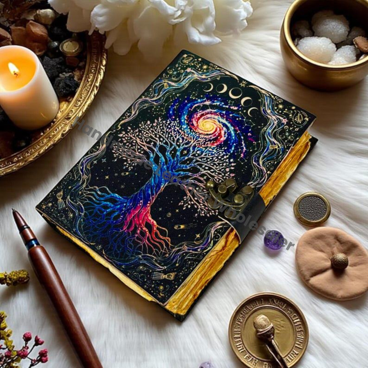 Tree of Life Leather Journal – Handmade Vintage Grimoire, Spell Book of Shadows, Wiccan Notebook, Witchcraft Journal