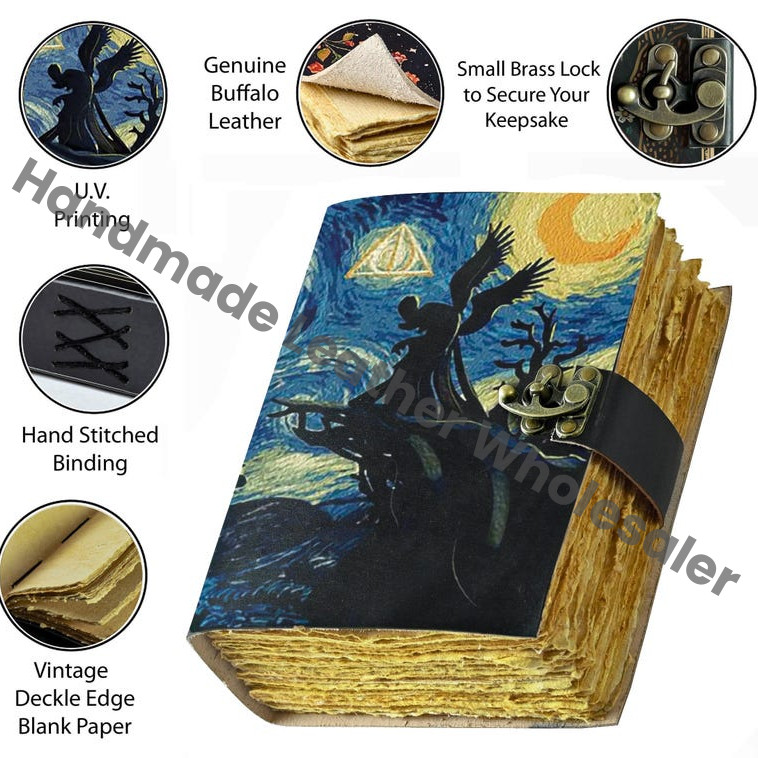 Tree of Life Leather Journal :Hari Pooter Spell Book with Moonstone Lock
