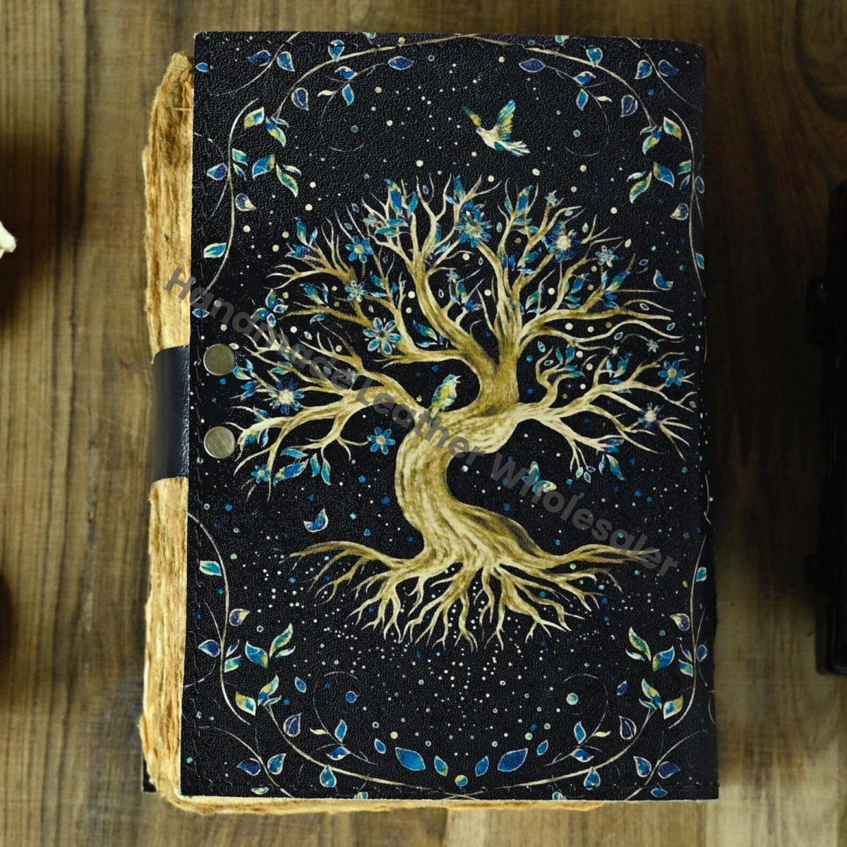 Tree of Life Leather Journal | Large Grimoire | Blank Spell Book of Shadows | Celestial Leather Journal