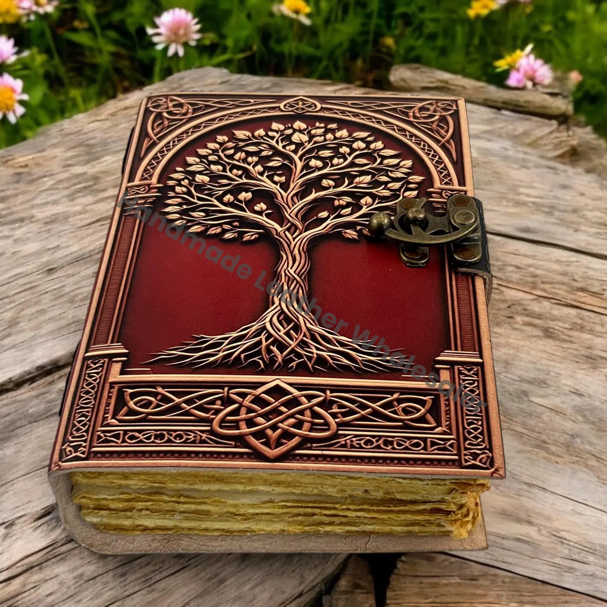 Tree of Life Leather Journal | Large Grimoire | Blank Spell Book of Shadows | Celestial Leather Journal