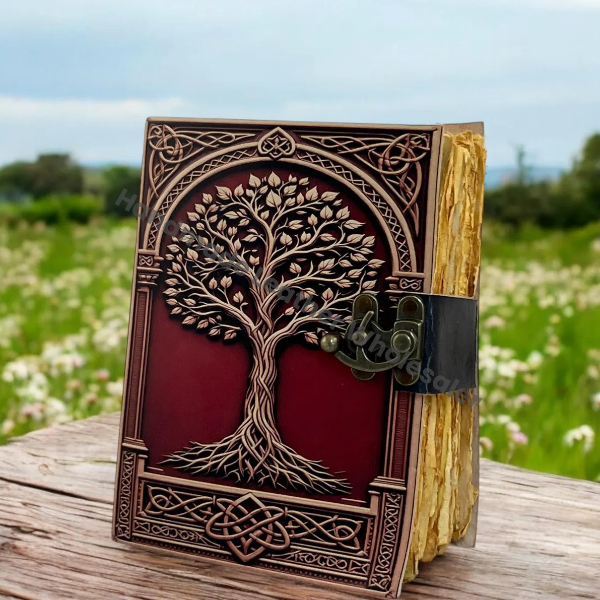 Tree of Life Leather Journal | Large Grimoire | Blank Spell Book of Shadows | Celestial Leather Journal