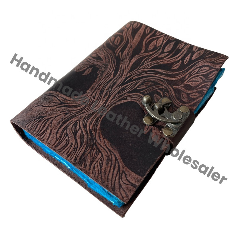 Tree of Life Leather Journal Soft Writing Notebook for Men Women Daily Planner Embossed Vintage Antique Deckle Art Paper Diary