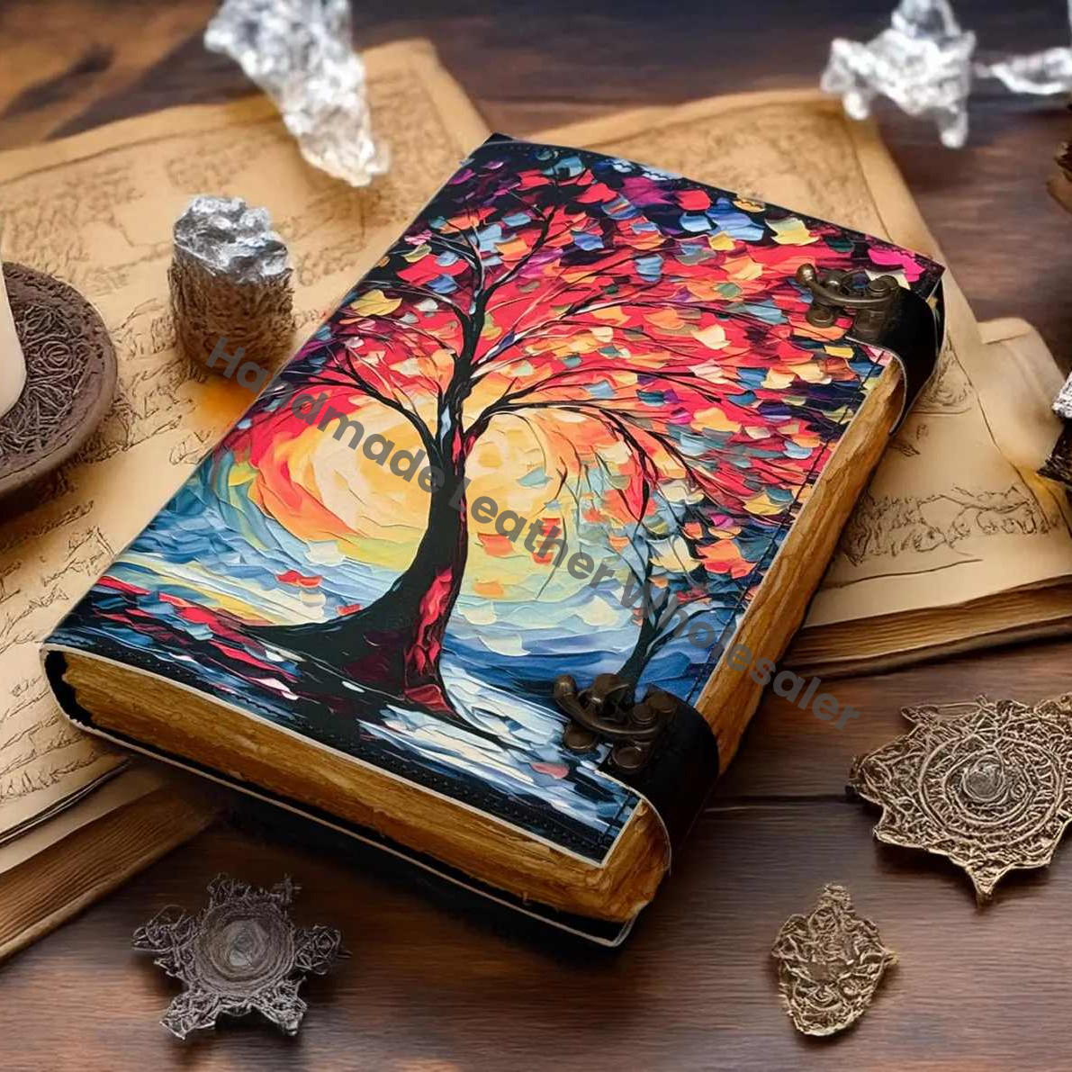 Tree of Life Leather Journal, Vintage Grimoire, Book of Shadows
