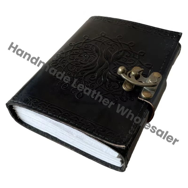 Tree of Life Leather Journal Vintage Handmade Black Notebooks Woman Large Book of Spell Planner Sketchbook Supplies Diary