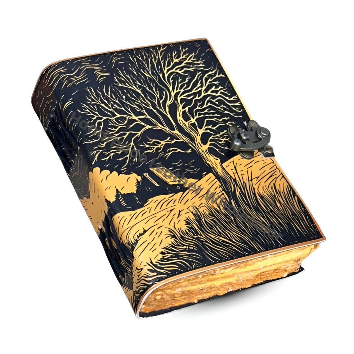 Tree Of Life Leather Journal: Vintage Lock, Handmade Cotton Paper