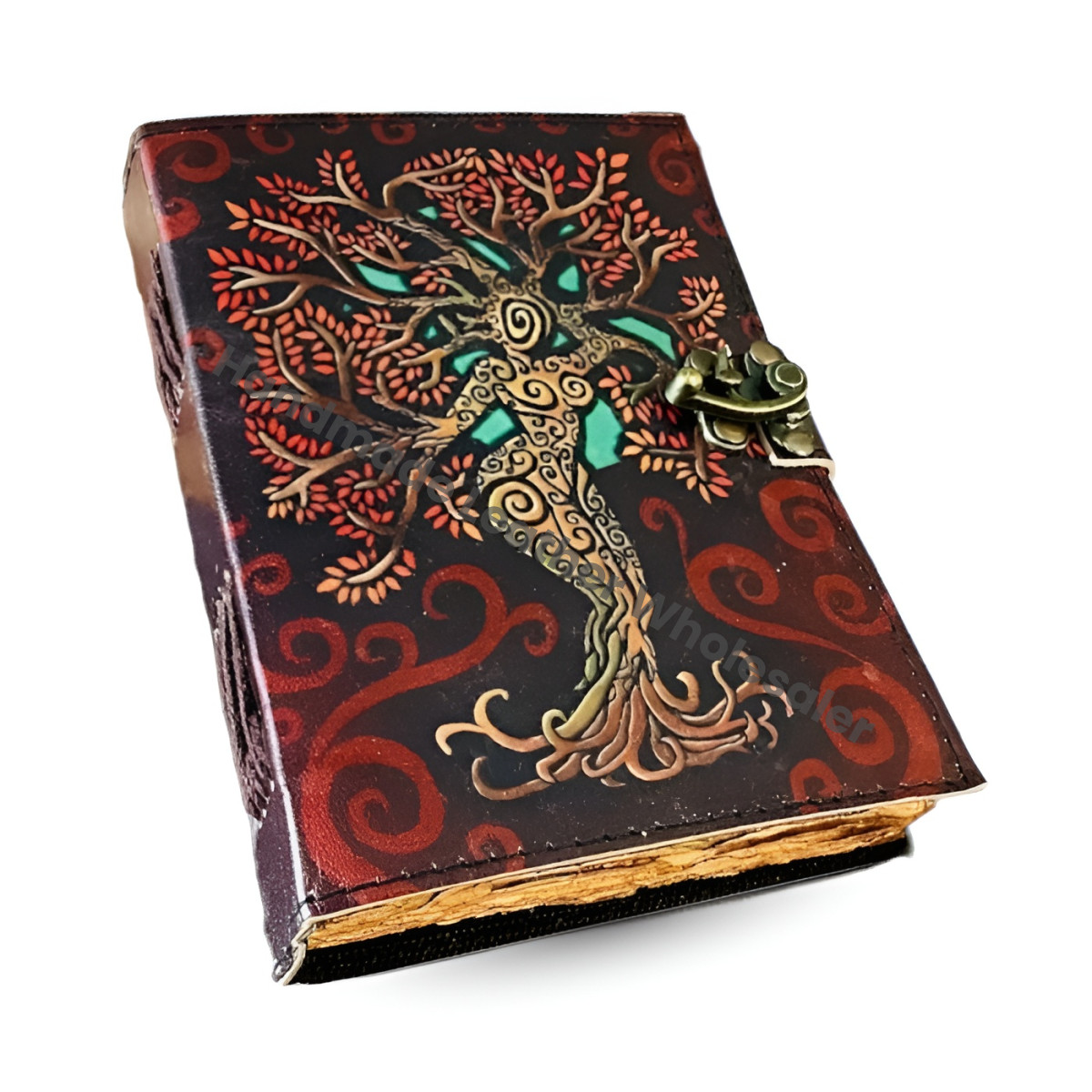 Tree of Life Leather Print Grimoire Journal: Tree of Life, Deckle Edge Paper