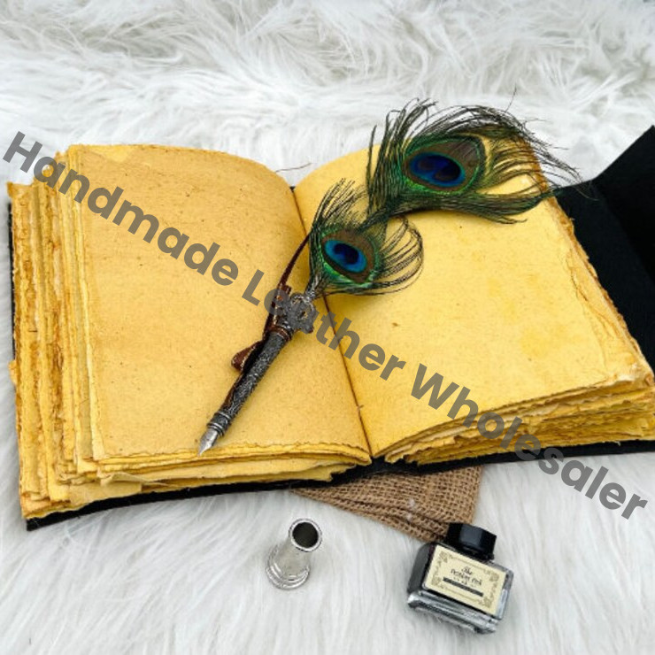 Tree of Life Leather Print Grimoire Journal: Tree of Life, Deckle Edge Paper