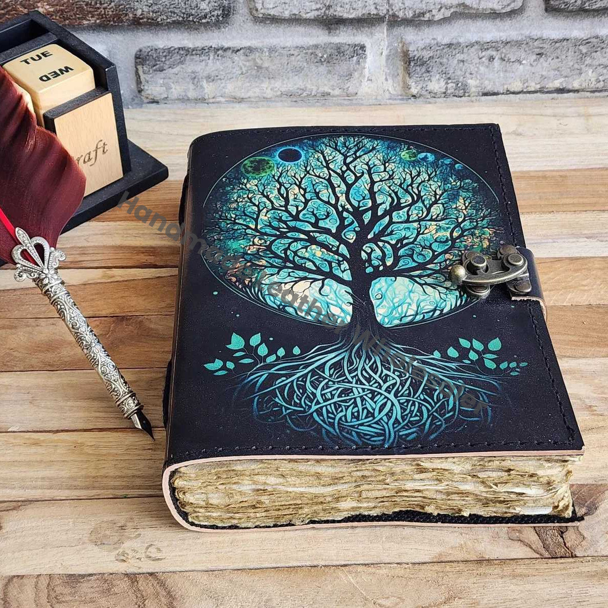 Tree Of Life Printed Leather Journal - A5 Grimoire, Recipe Notebook