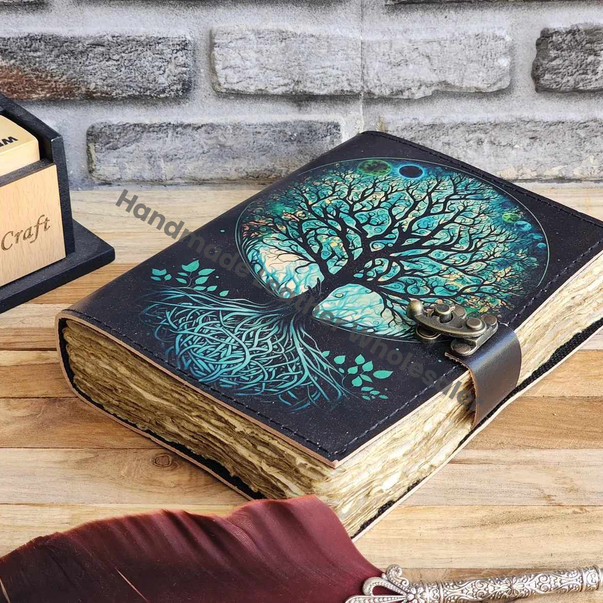 Tree Of Life Printed Leather Journal - A5 Grimoire, Recipe Notebook