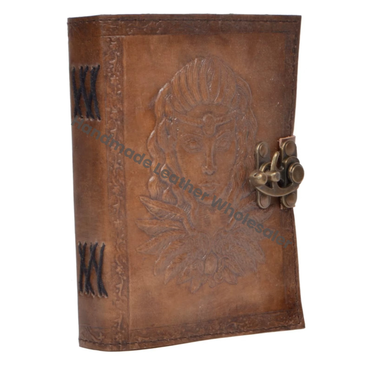 Tribal Man Book of Shadows Spell Leather Journal Embossed Notebook Grimoire Office Diary College Poetry Sketch Bound Planner